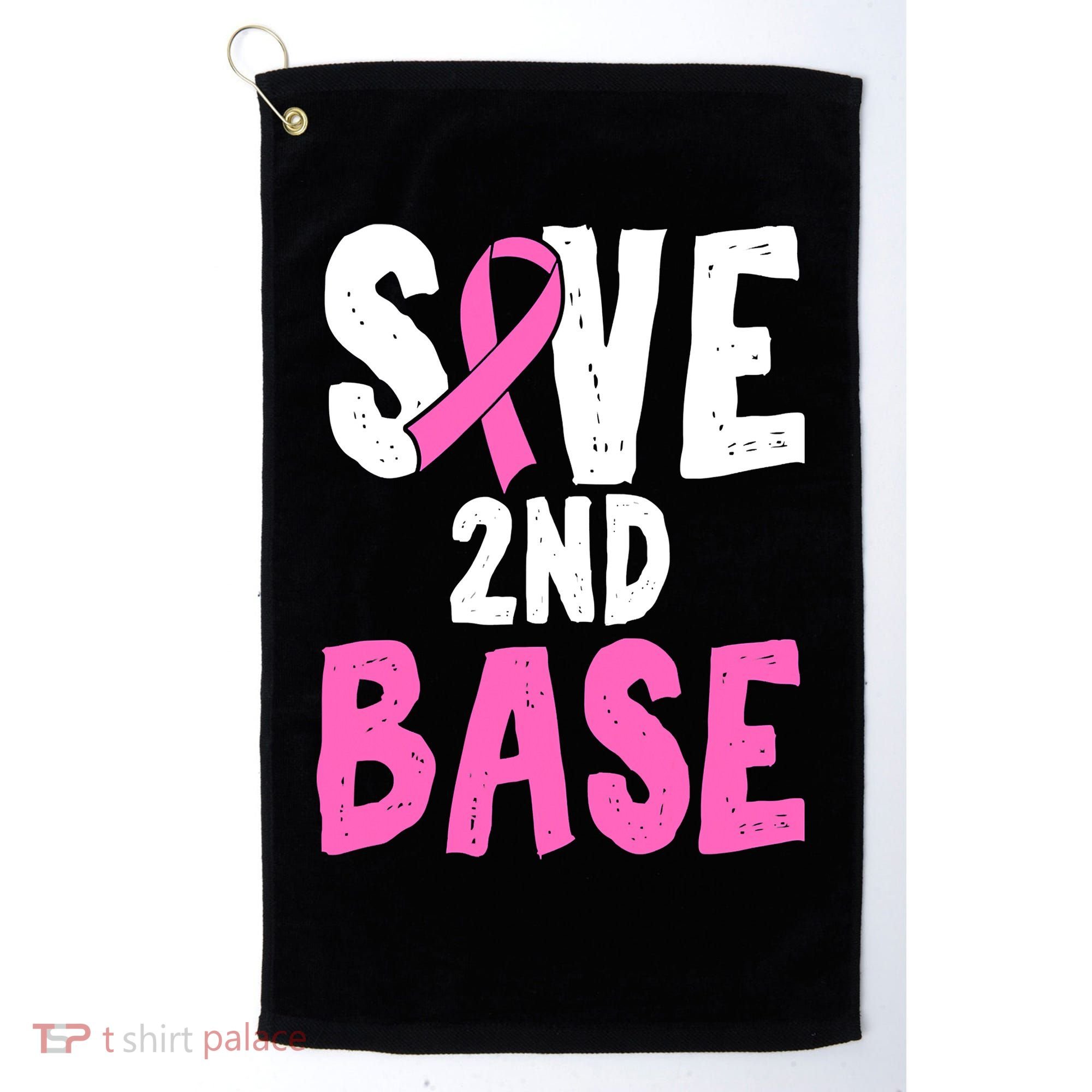 Funny Breast Cancer Awareness Month Save Second 2nd Base Golf Towel