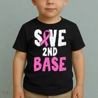 Funny Breast Cancer Awareness Month Save Second 2nd Base Toddler T-Shirt thumb 2