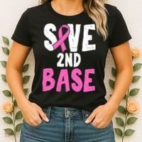 Funny Breast Cancer Awareness Month Save Second 2nd Base Women's T-Shirt thumb 2