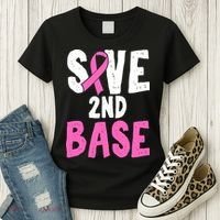 Funny Breast Cancer Awareness Month Save Second 2nd Base Women's T-Shirt thumb 3