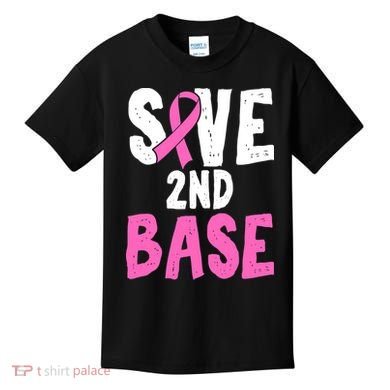 Funny Breast Cancer Awareness Month Save Second 2nd Base Kids T-Shirt