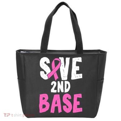 Funny Breast Cancer Awareness Month Save Second 2nd Base Tote Bag