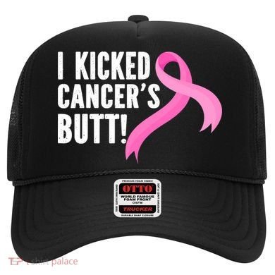 Funny Breast Cancer I Kicked Cancers Butt Design Hat