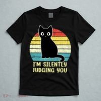 Funny Black Cat I'm Silently Judging You Retro Vintage T-Shirt thumb 5