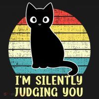Funny Black Cat I'm Silently Judging You Retro Vintage T-Shirt thumb 7