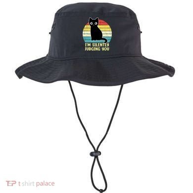 Funny Black Cat I'm Silently Judging You Retro Vintage Bucket Hat