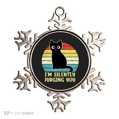Funny Black Cat I'm Silently Judging You Retro Vintage Ornament