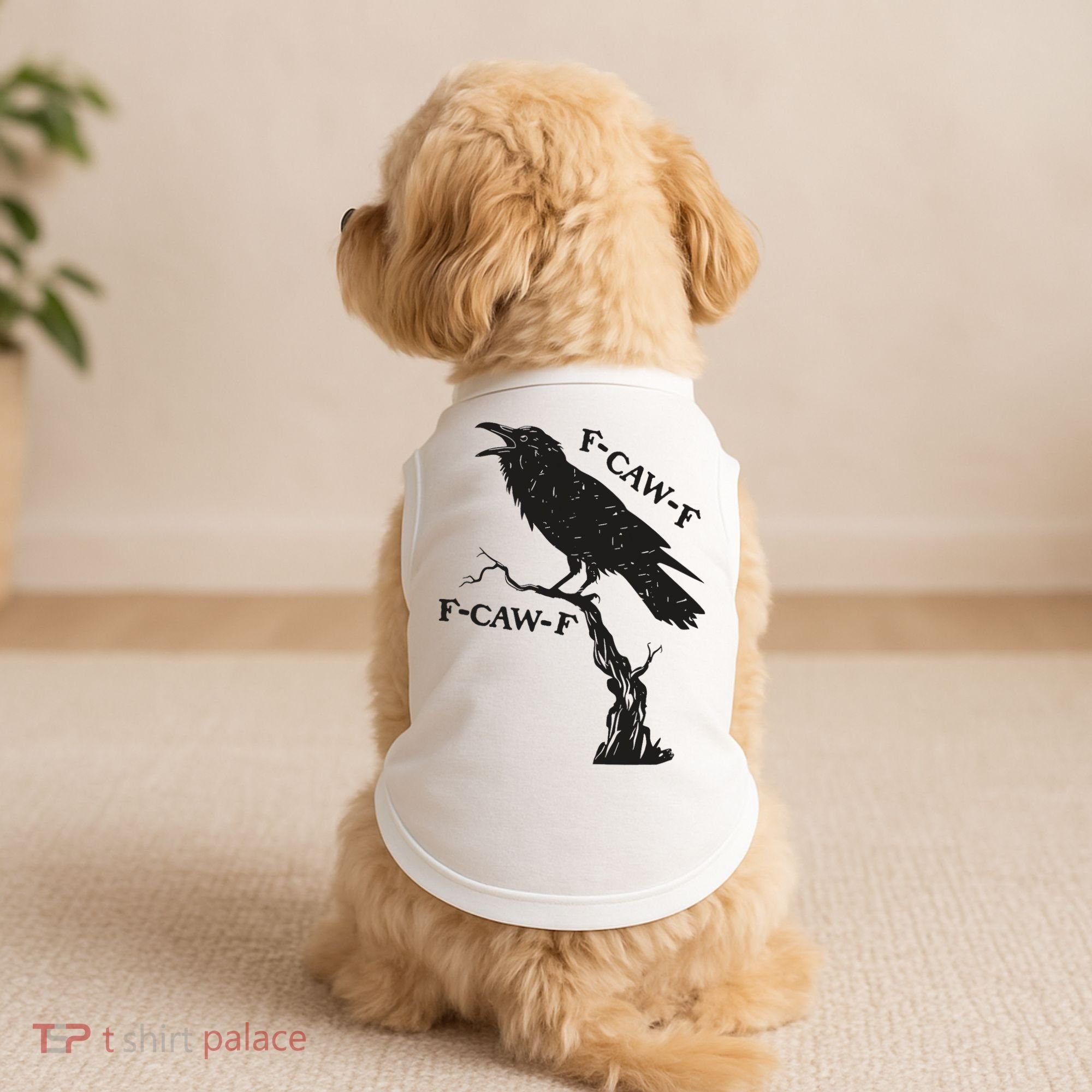 F-Caw-F Black Crow Pun Funny Bird Cawing Grunge Doggie Tank