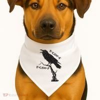 F-Caw-F Black Crow Pun Funny Bird Cawing Grunge USA-Made Doggie Bandana thumb 1