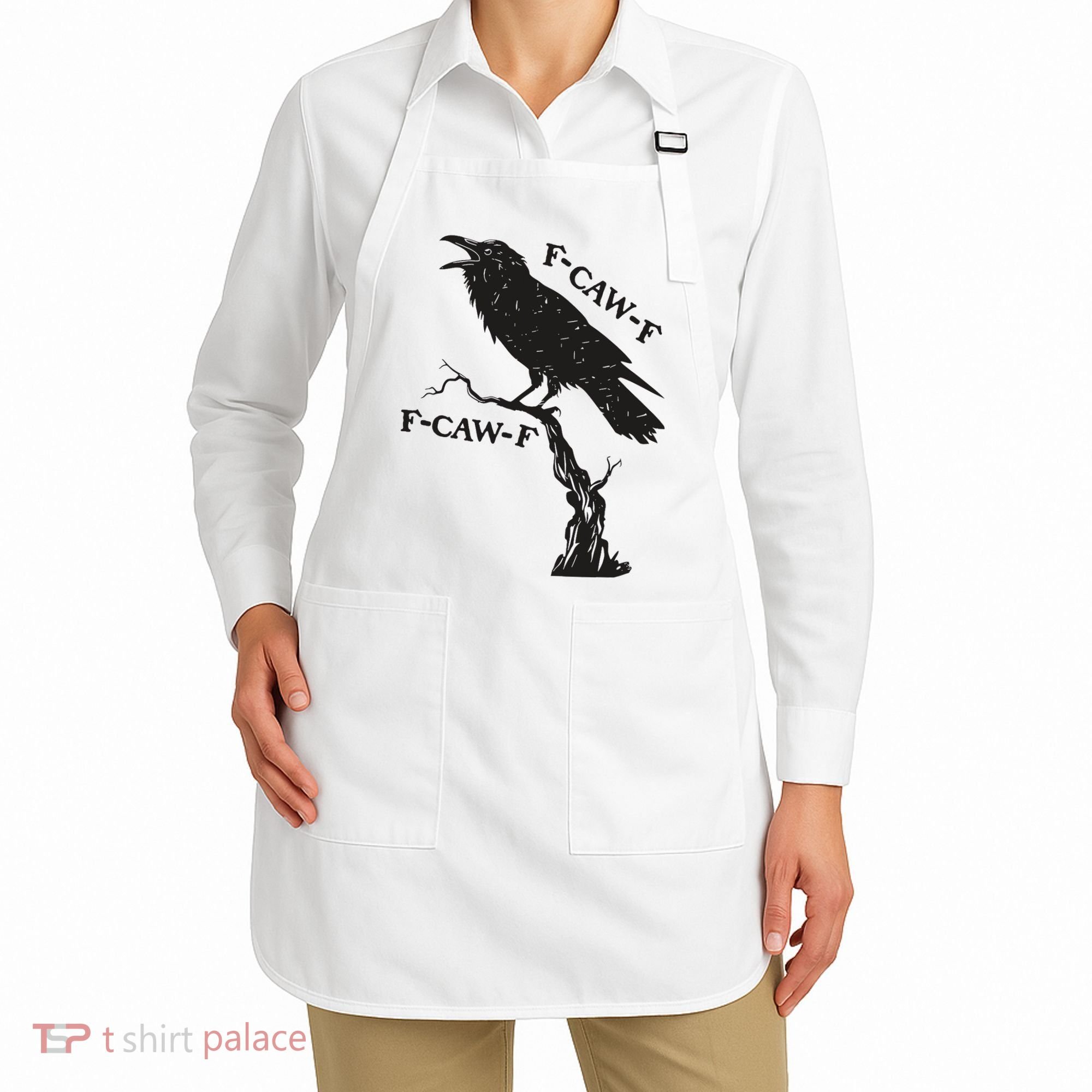 F-Caw-F Black Crow Pun Funny Bird Cawing Grunge Apron