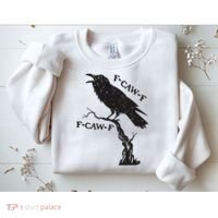 F-Caw-F Black Crow Pun Funny Bird Cawing Grunge Sweatshirt thumb 2
