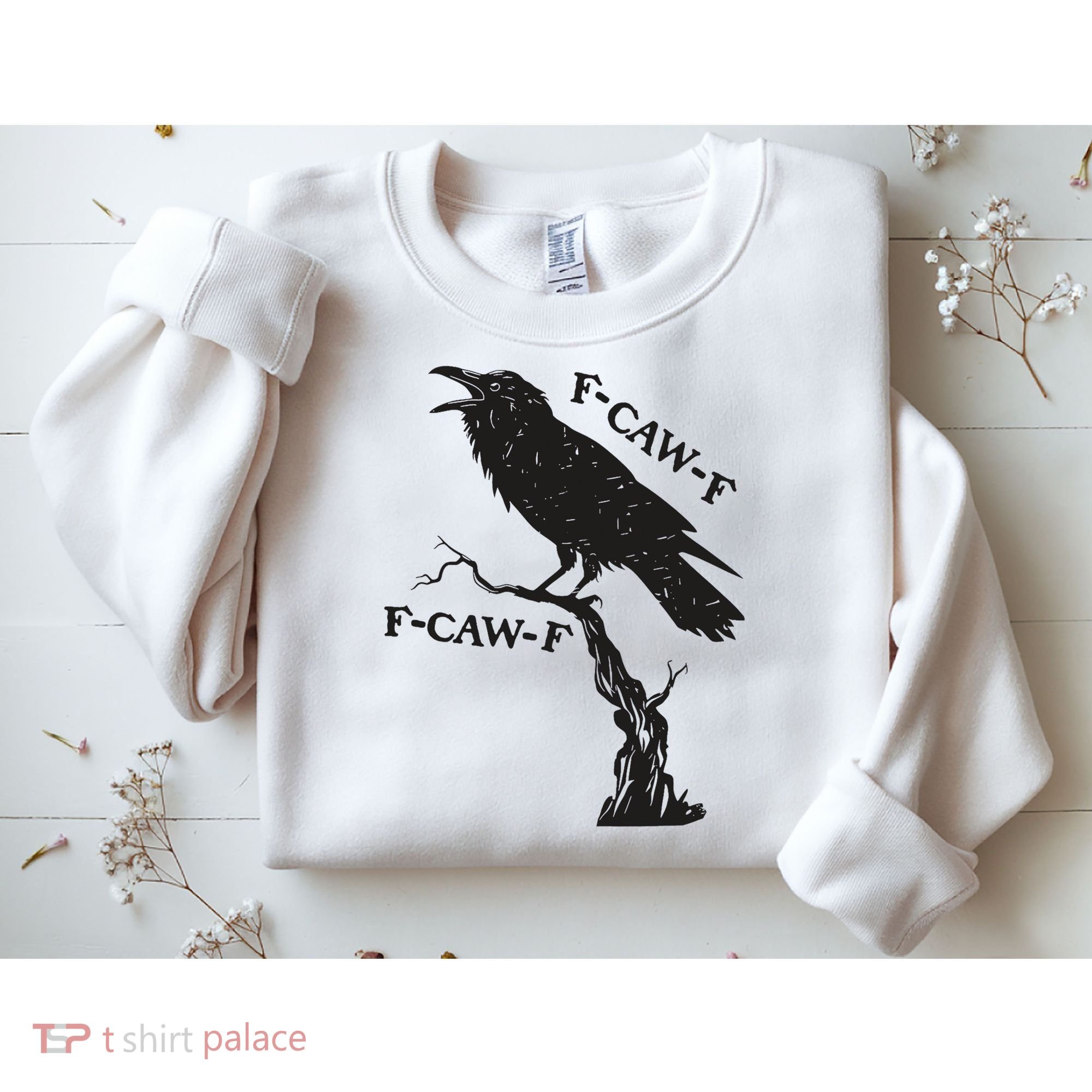 F-Caw-F Black Crow Pun Funny Bird Cawing Grunge Sweatshirt