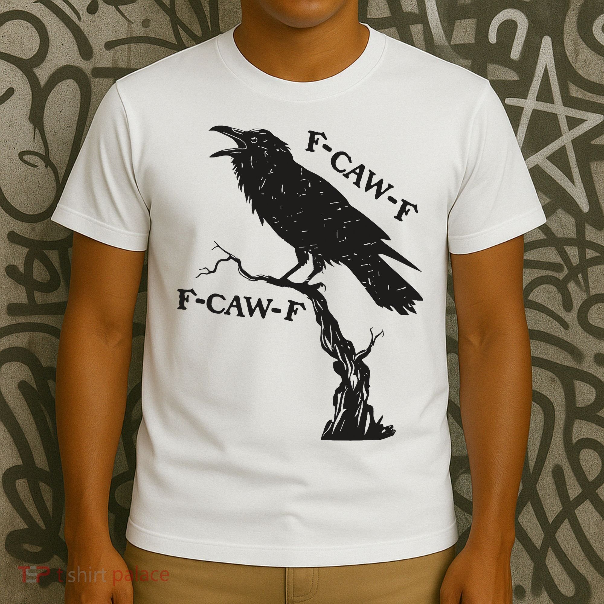 F-Caw-F Black Crow Pun Funny Bird Cawing Grunge T-Shirt