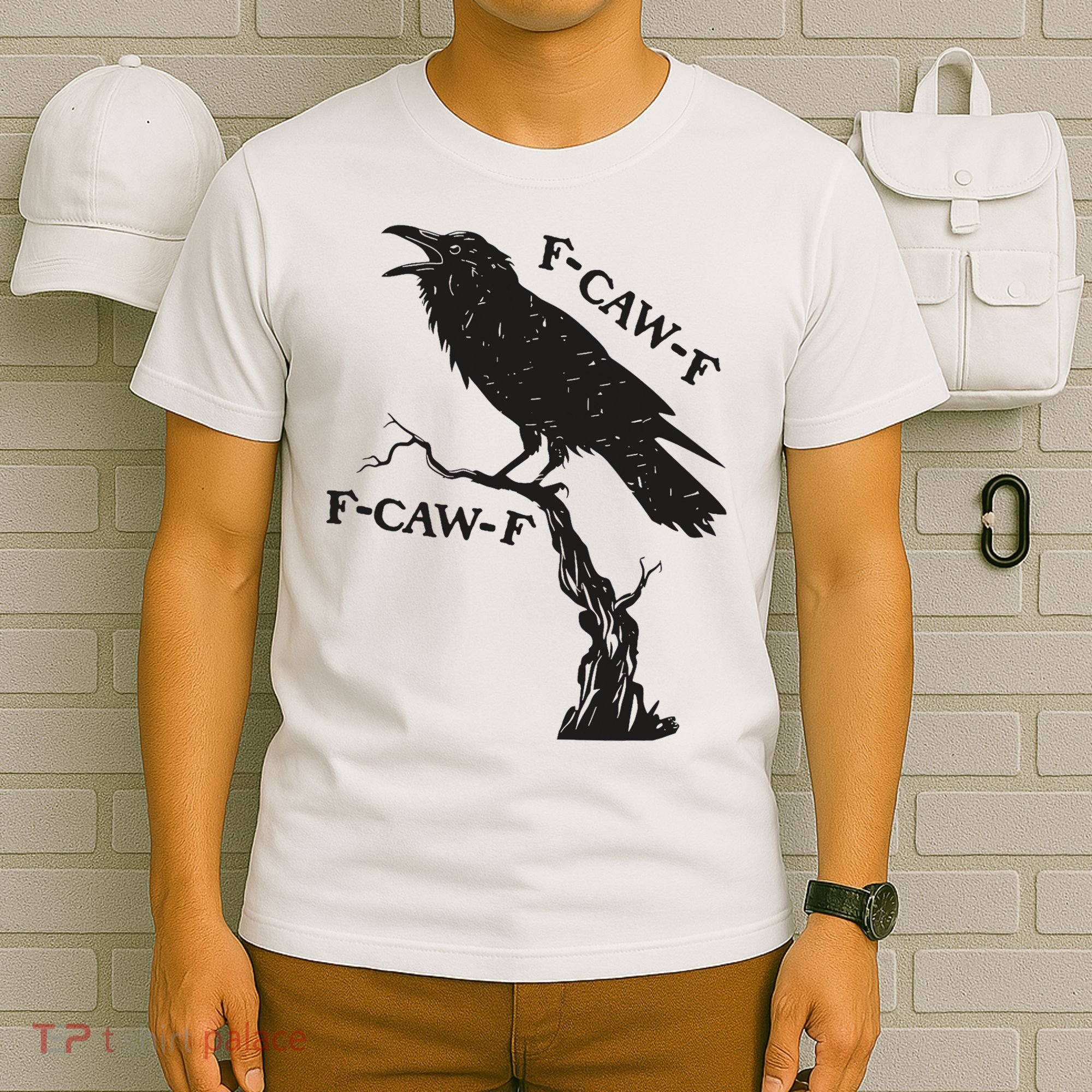 F-Caw-F Black Crow Pun Funny Bird Cawing Grunge T-Shirt