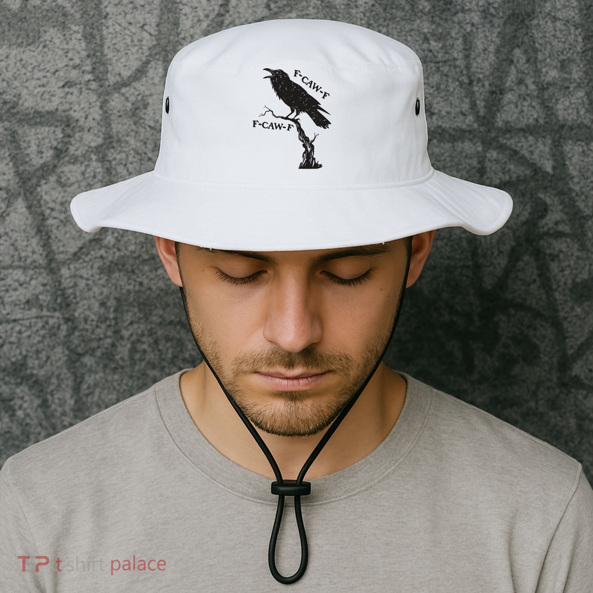 F-Caw-F Black Crow Pun Funny Bird Cawing Grunge Bucket Hat