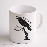 F-Caw-F Black Crow Pun Funny Bird Cawing Grunge Coffee Mug thumb 1