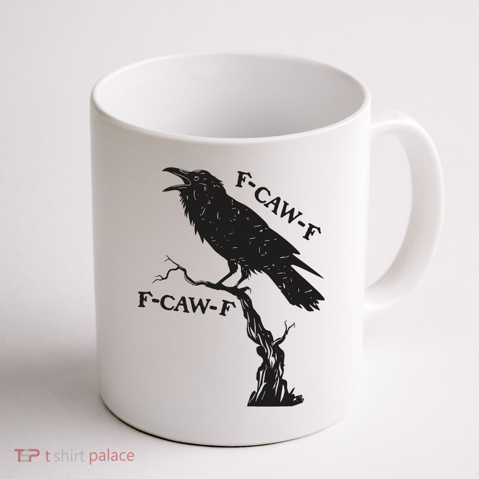 F-Caw-F Black Crow Pun Funny Bird Cawing Grunge Coffee Mug