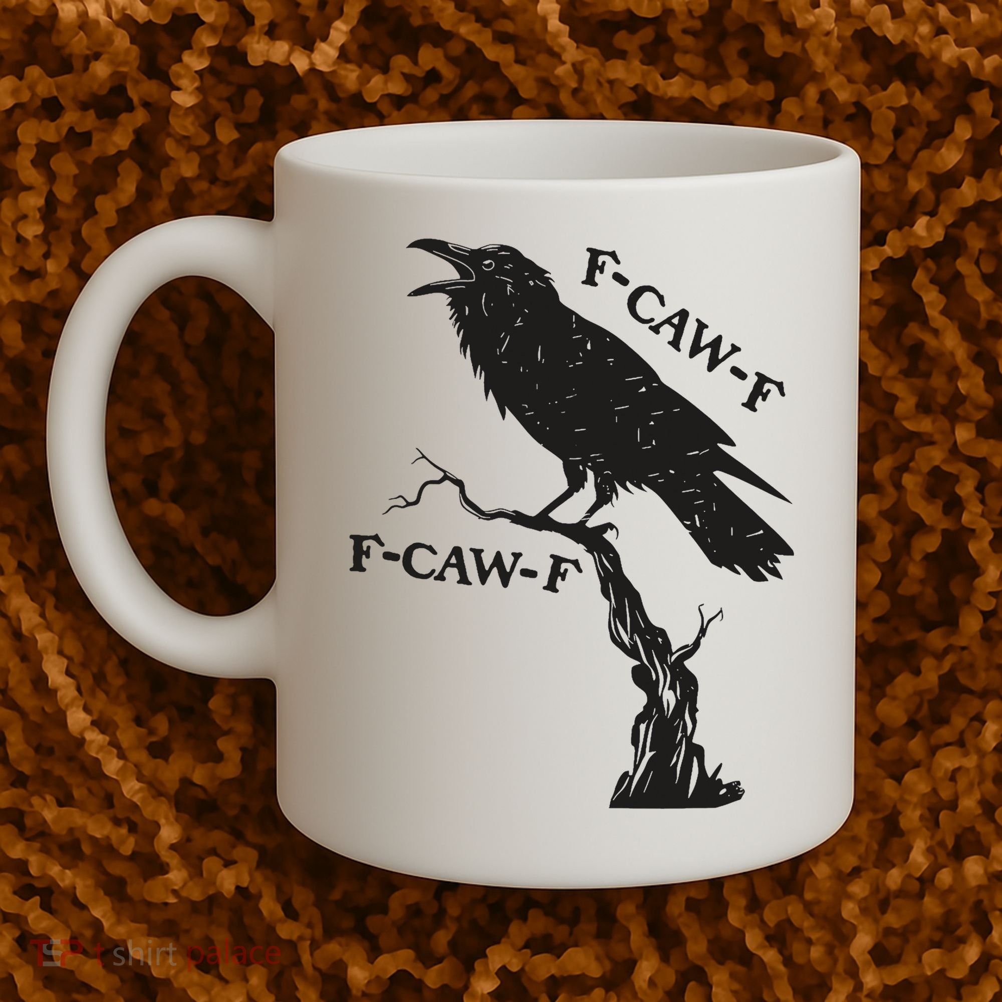 F-Caw-F Black Crow Pun Funny Bird Cawing Grunge Coffee Mug