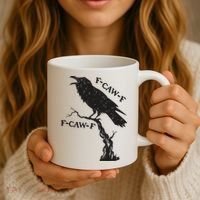 F-Caw-F Black Crow Pun Funny Bird Cawing Grunge Coffee Mug thumb 3