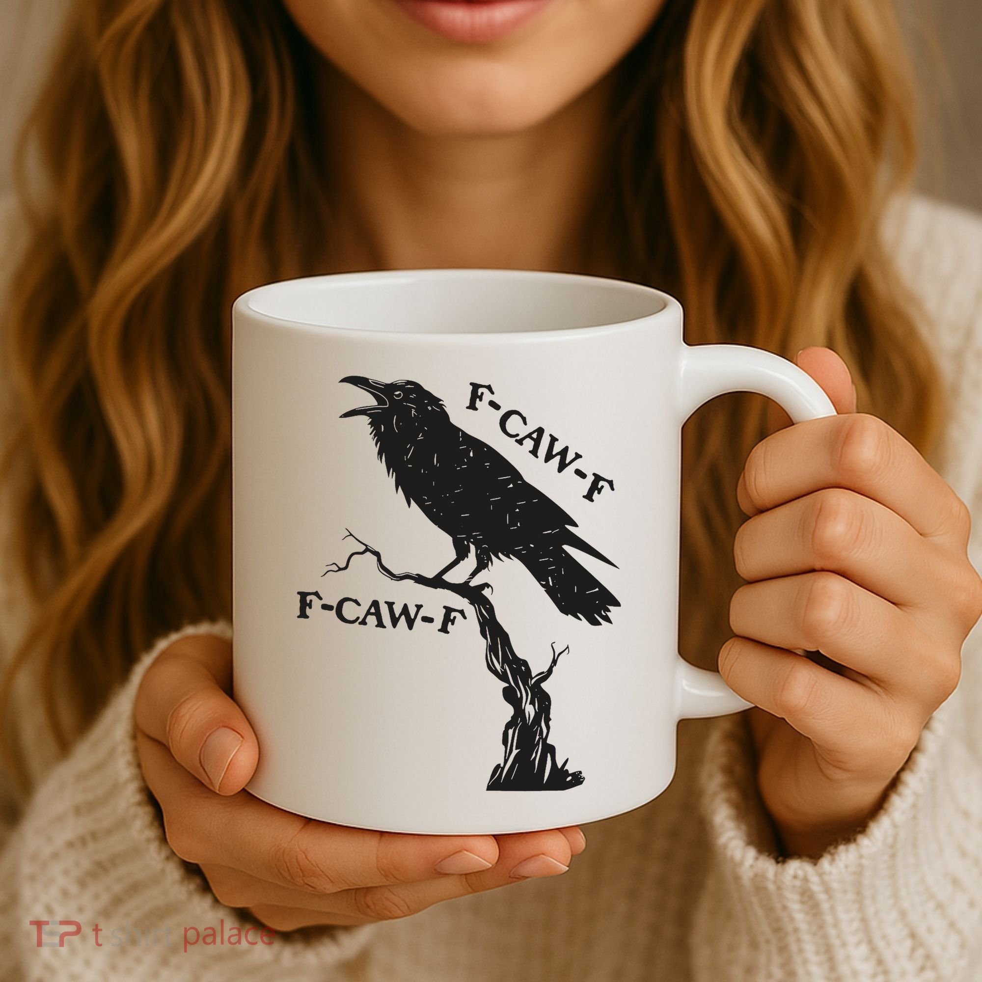 F-Caw-F Black Crow Pun Funny Bird Cawing Grunge Coffee Mug