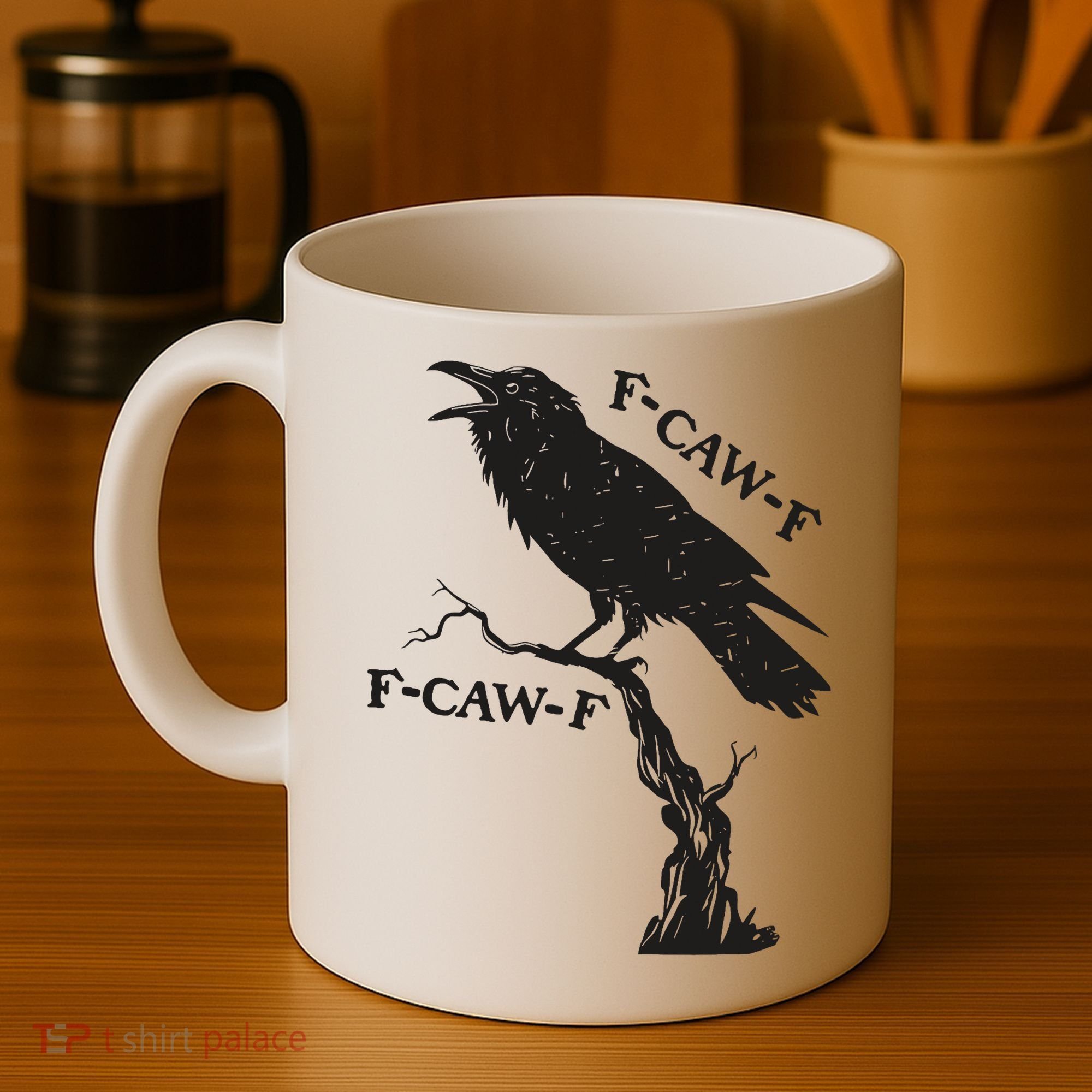 F-Caw-F Black Crow Pun Funny Bird Cawing Grunge Coffee Mug