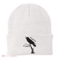 F-Caw-F Black Crow Pun Funny Bird Cawing Grunge Beanie thumb 0