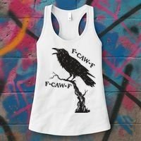 F-Caw-F Black Crow Pun Funny Bird Cawing Grunge Women's Tank Top thumb 3
