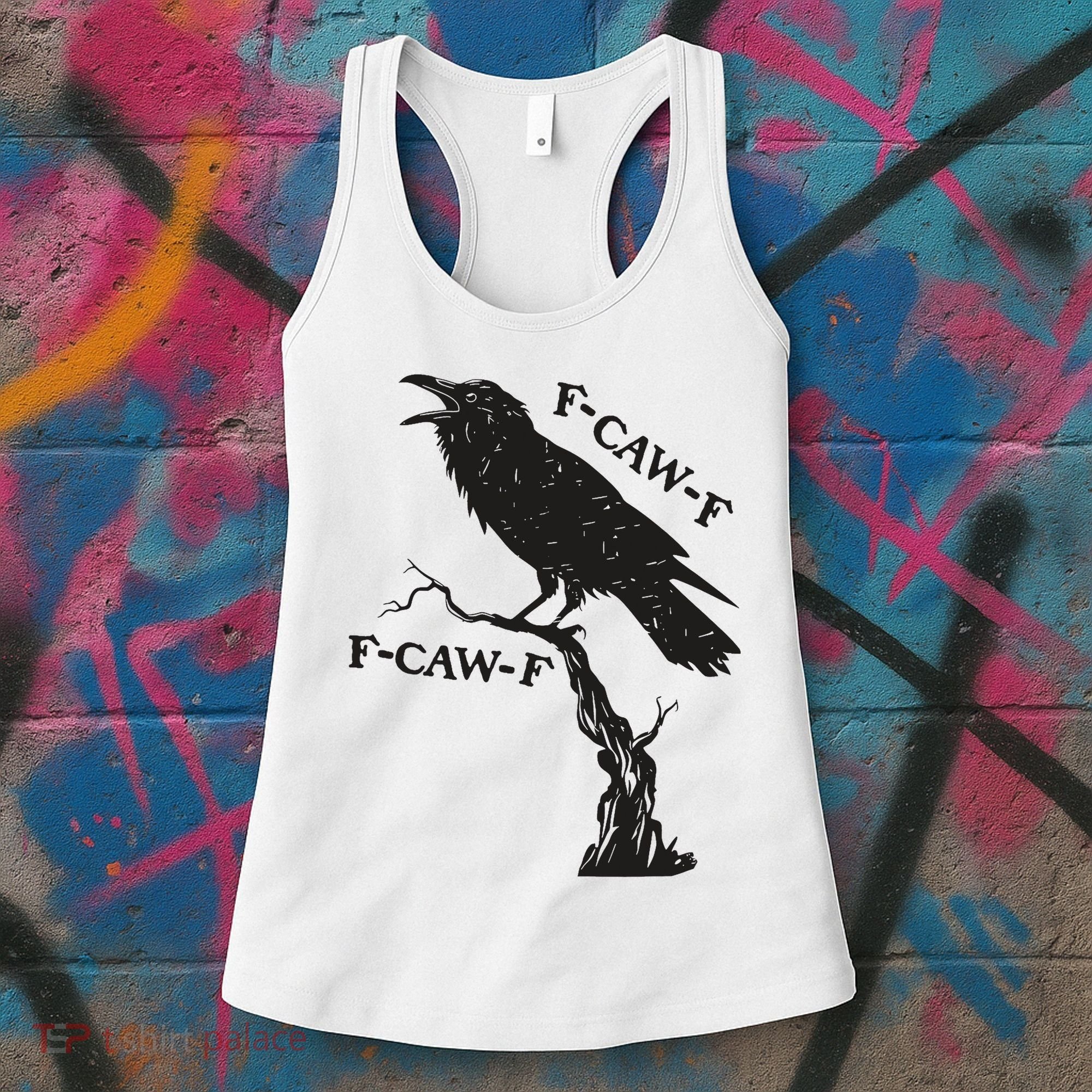 F-Caw-F Black Crow Pun Funny Bird Cawing Grunge Women's Tank Top