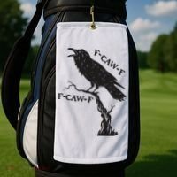 F-Caw-F Black Crow Pun Funny Bird Cawing Grunge Golf Towel thumb 2