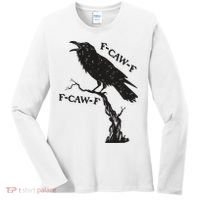 F-Caw-F Black Crow Pun Funny Bird Cawing Grunge Women's Long Sleeve Shirt thumb 0