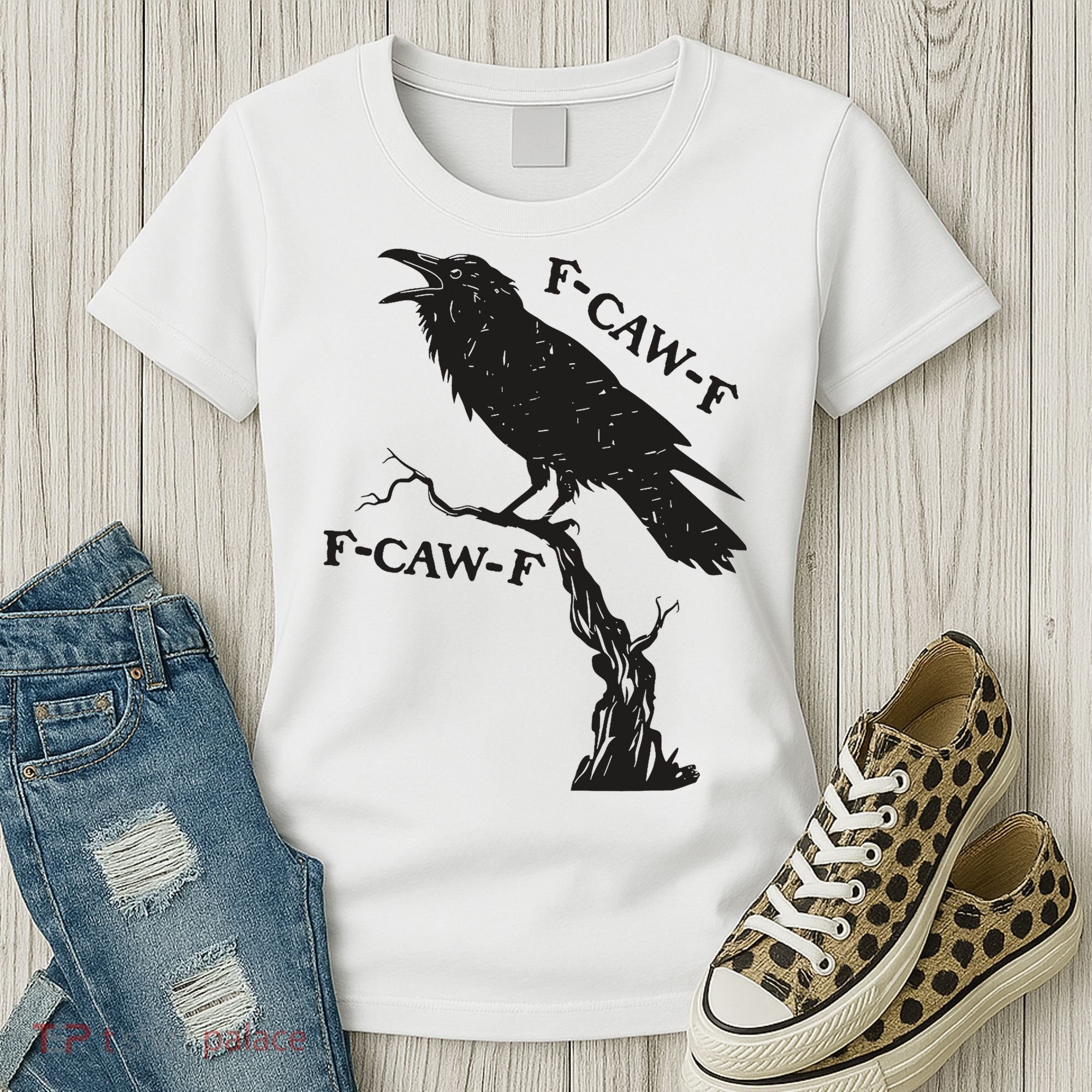 F-Caw-F Black Crow Pun Funny Bird Cawing Grunge Women's T-Shirt