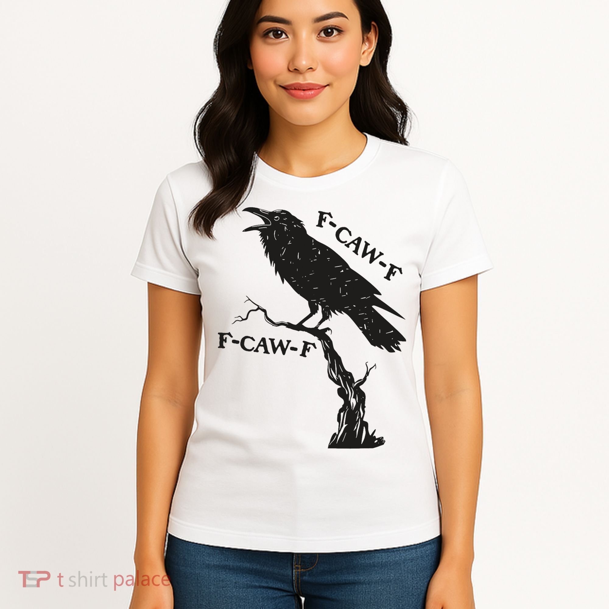 F-Caw-F Black Crow Pun Funny Bird Cawing Grunge Women's T-Shirt