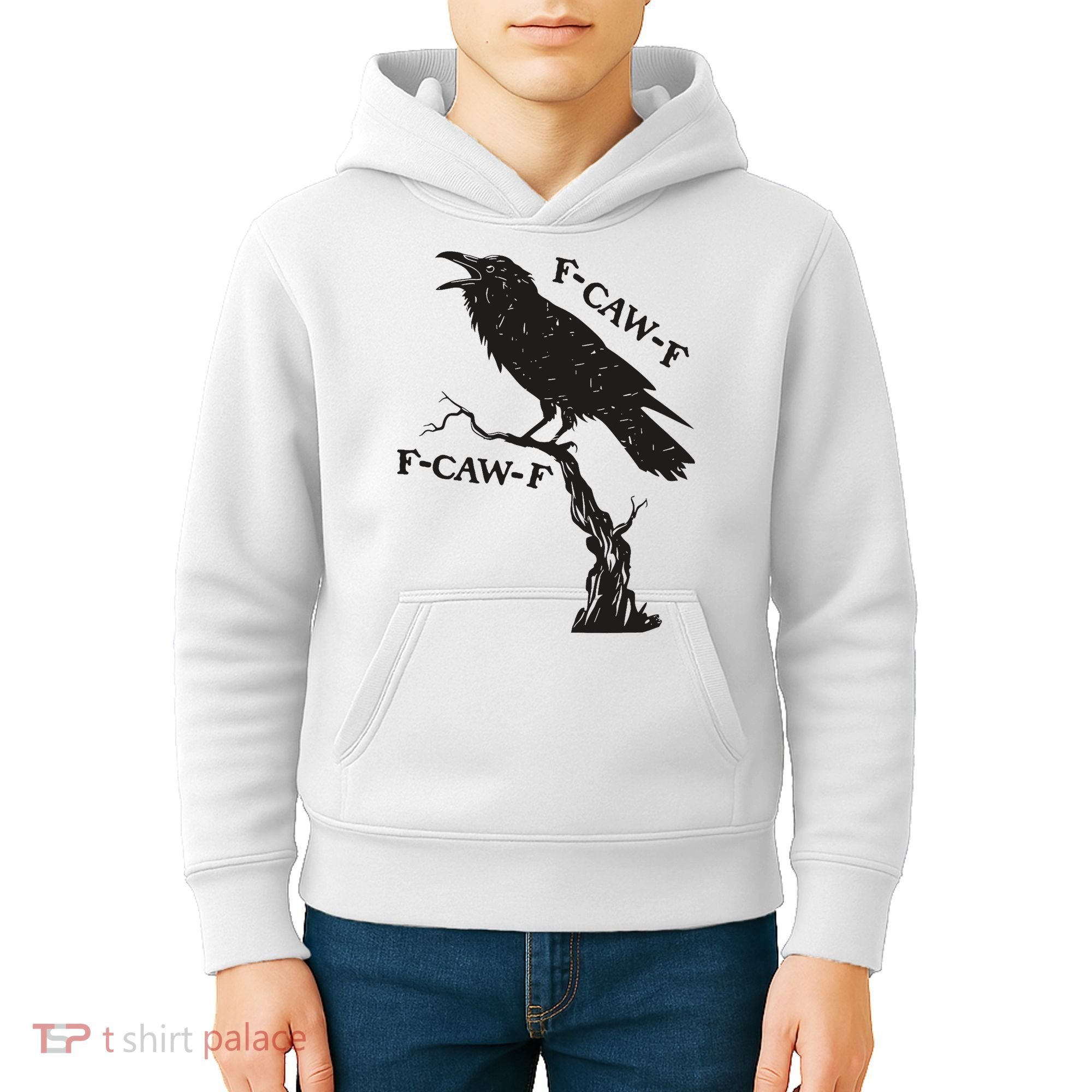 F-Caw-F Black Crow Pun Funny Bird Cawing Grunge Kids Hoodie