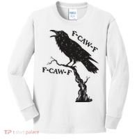 F-Caw-F Black Crow Pun Funny Bird Cawing Grunge Kids Long Sleeve Shirt thumb 0