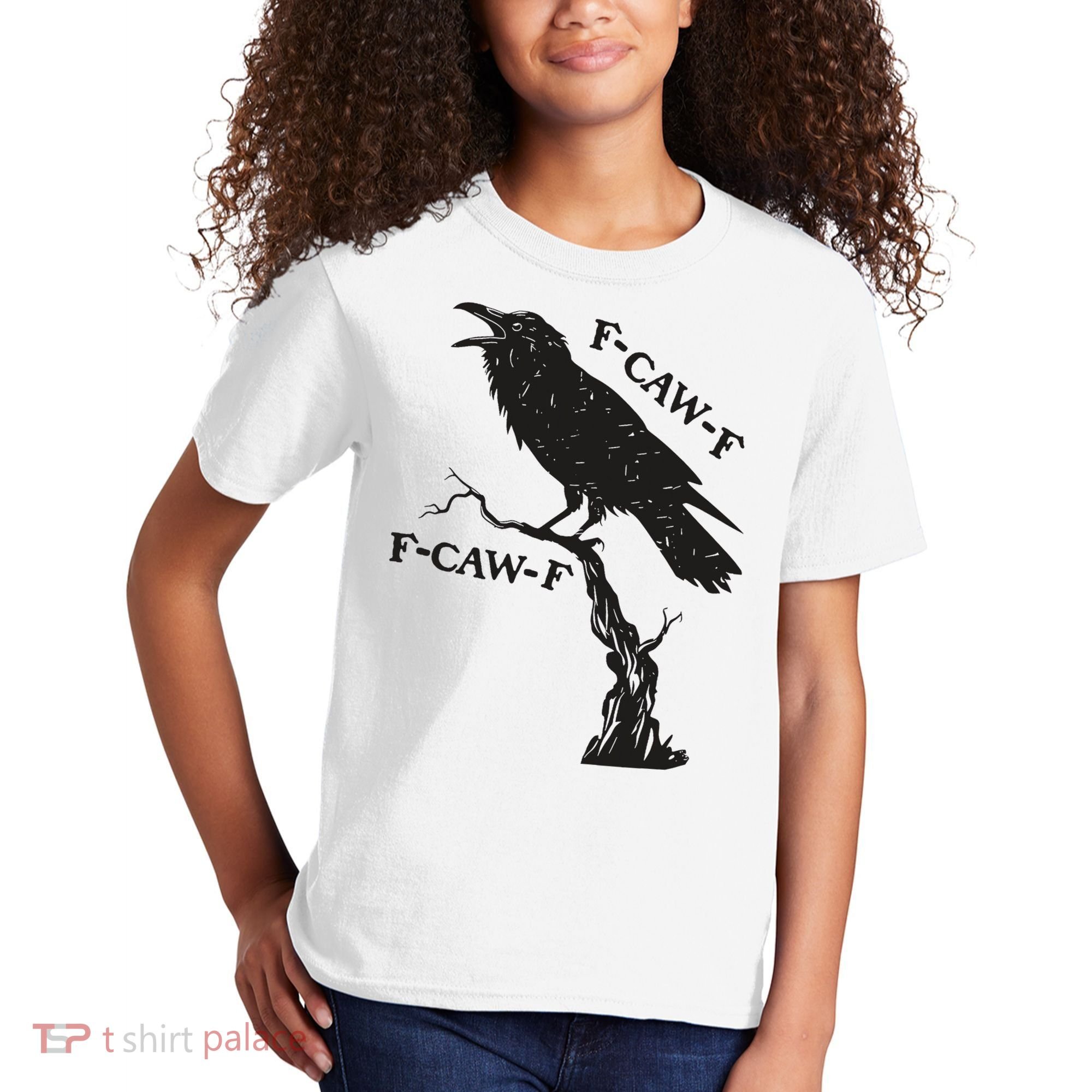 F-Caw-F Black Crow Pun Funny Bird Cawing Grunge Kids T-Shirt