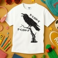 F-Caw-F Black Crow Pun Funny Bird Cawing Grunge Kids T-Shirt thumb 3