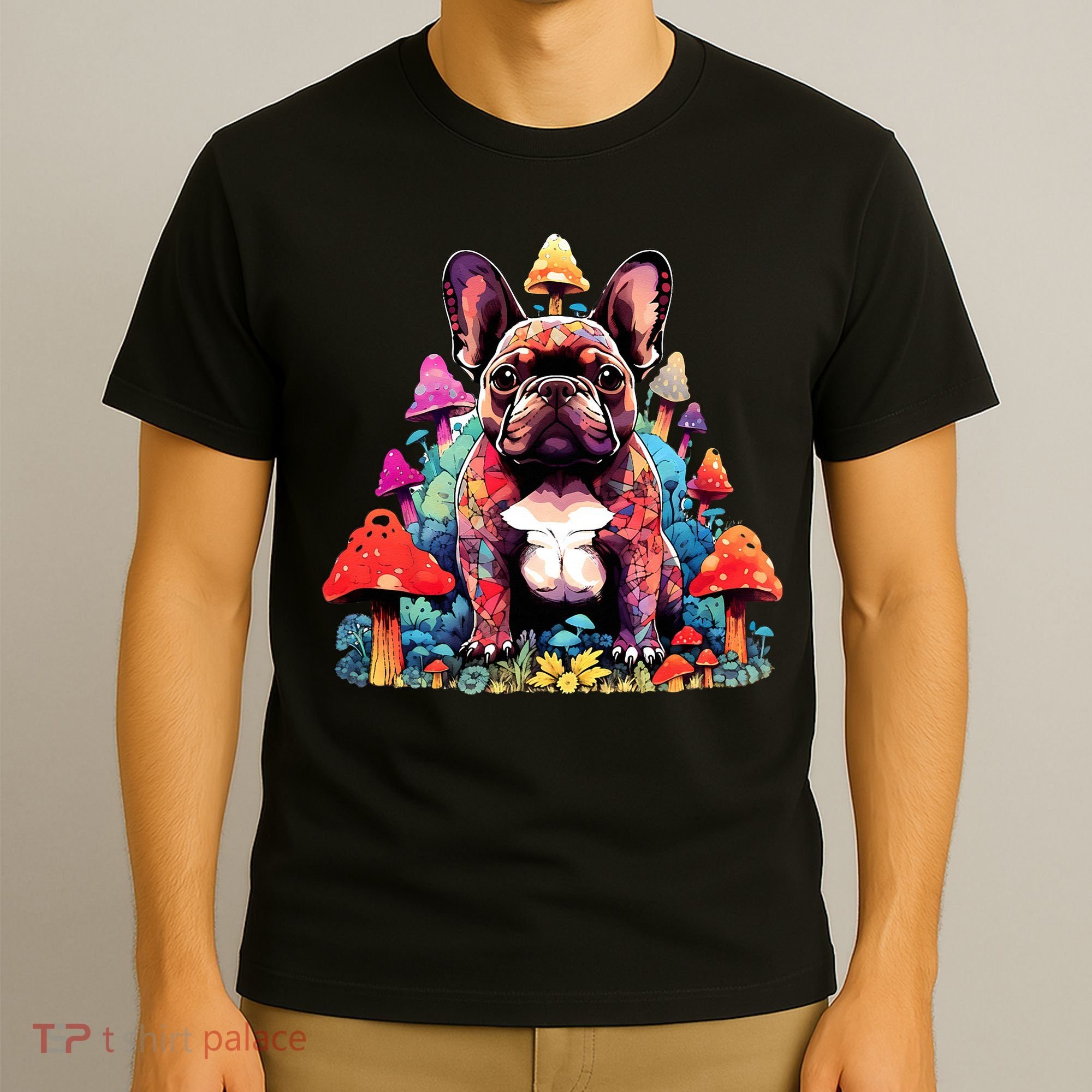 French Bulldog Colorful Pop Art Mushroom Dog Lover T-Shirt
