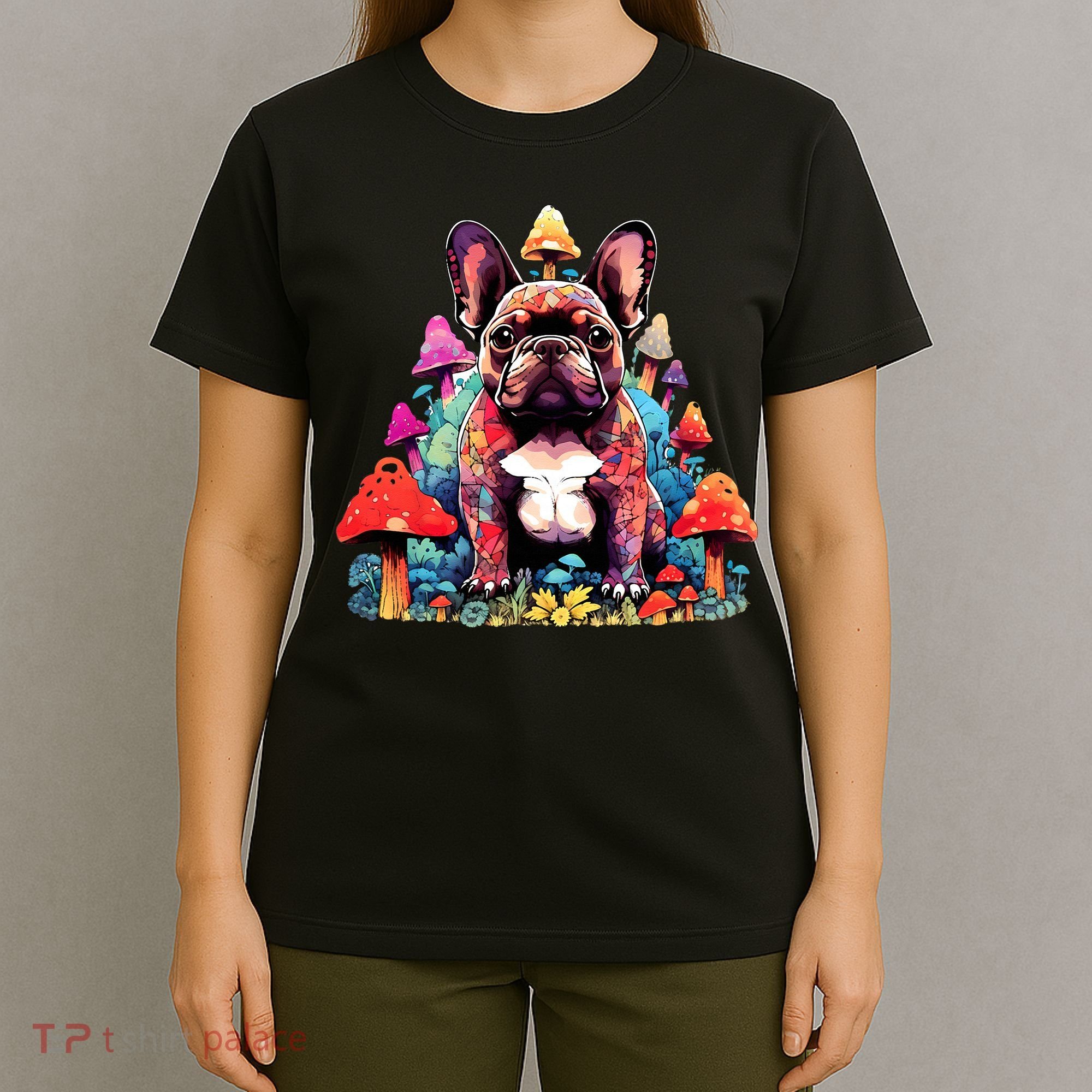 French Bulldog Colorful Pop Art Mushroom Dog Lover T-Shirt