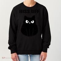 Funny Black Cat Hiss Off Meow Cat Women's Sweatshirt thumb 0