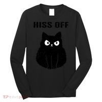 Funny Black Cat Hiss Off Meow Cat Long Sleeve Shirt thumb 0