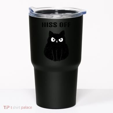 Funny Black Cat Hiss Off Meow Cat Tumbler