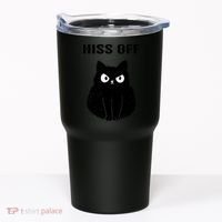 Funny Black Cat Hiss Off Meow Cat Tumbler thumb 0