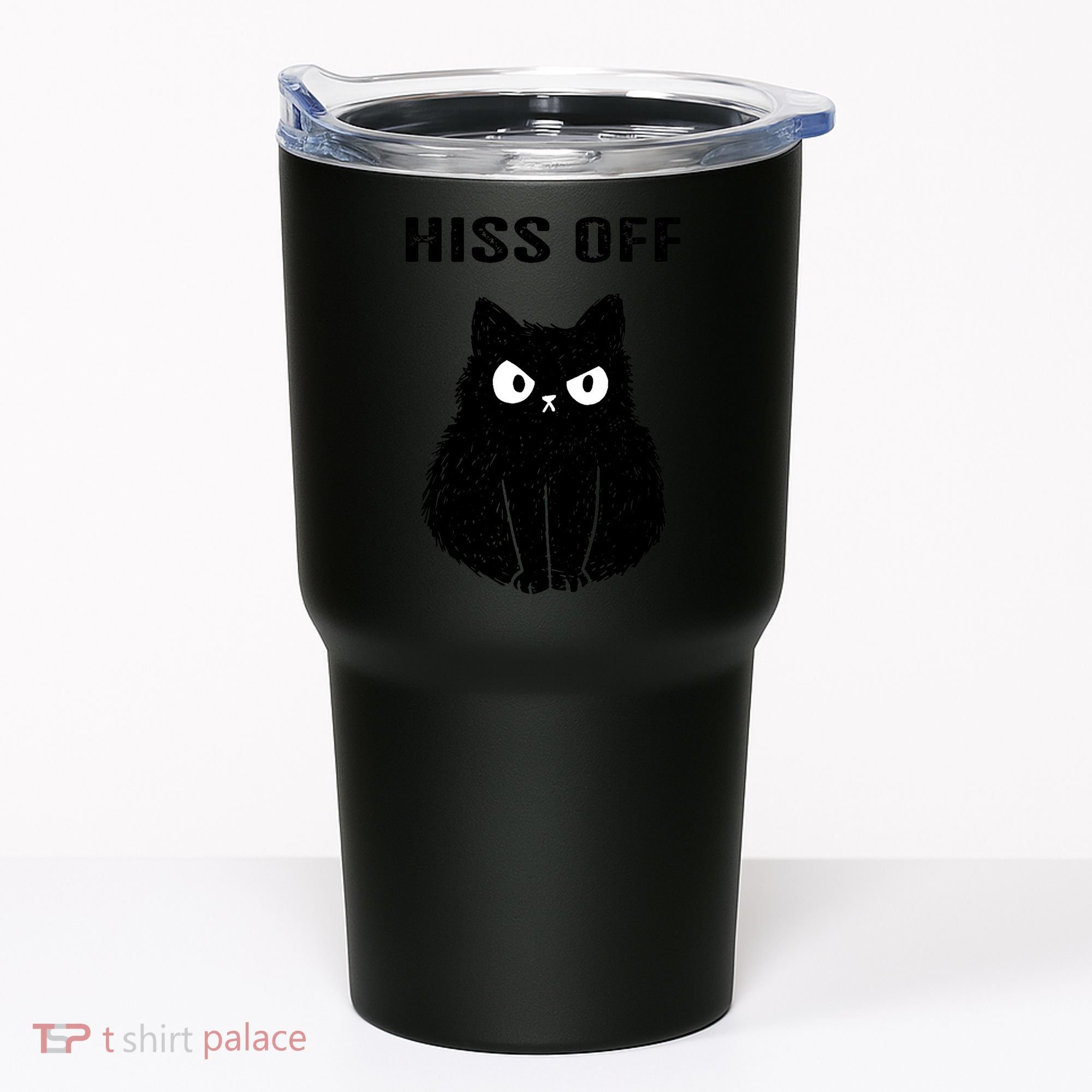 Funny Black Cat Hiss Off Meow Cat Tumbler