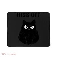 Funny Black Cat Hiss Off Meow Cat Mousepad thumb 0