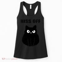 Funny Black Cat Hiss Off Meow Cat Women's Tank Top thumb 0