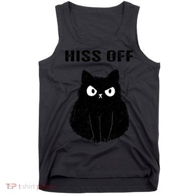 Funny Black Cat Hiss Off Meow Cat Tank Top
