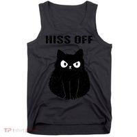 Funny Black Cat Hiss Off Meow Cat Tank Top thumb 0