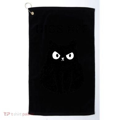 Funny Black Cat Hiss Off Meow Cat Golf Towel