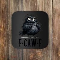 F-Caw-F Black Crow Black Bird Funny Crow F-Caw-F Premium Coaster thumb 0