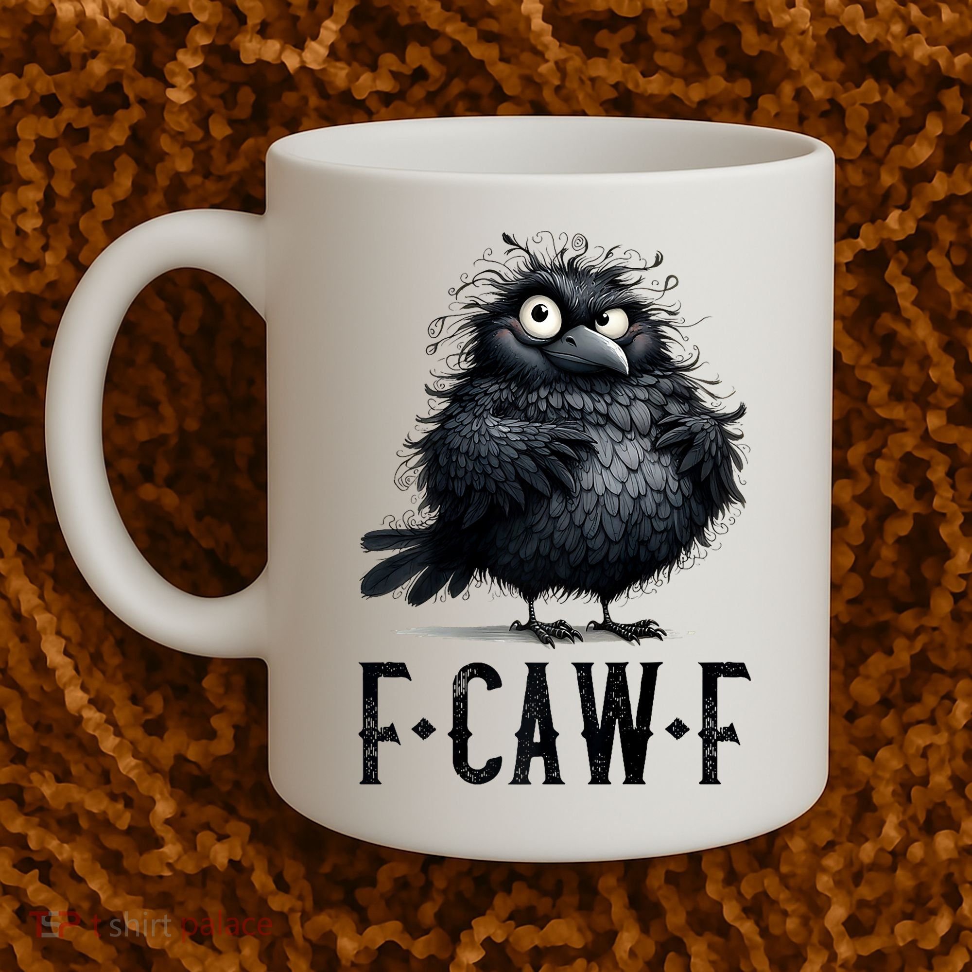 F-Caw-F Black Crow Black Bird Funny Crow F-Caw-F Premium Coffee Mug